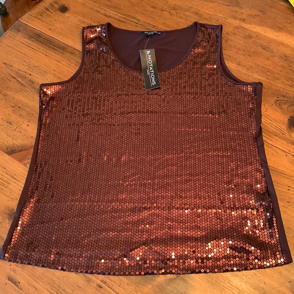 NWT Notations Sequin Tank Top 1X